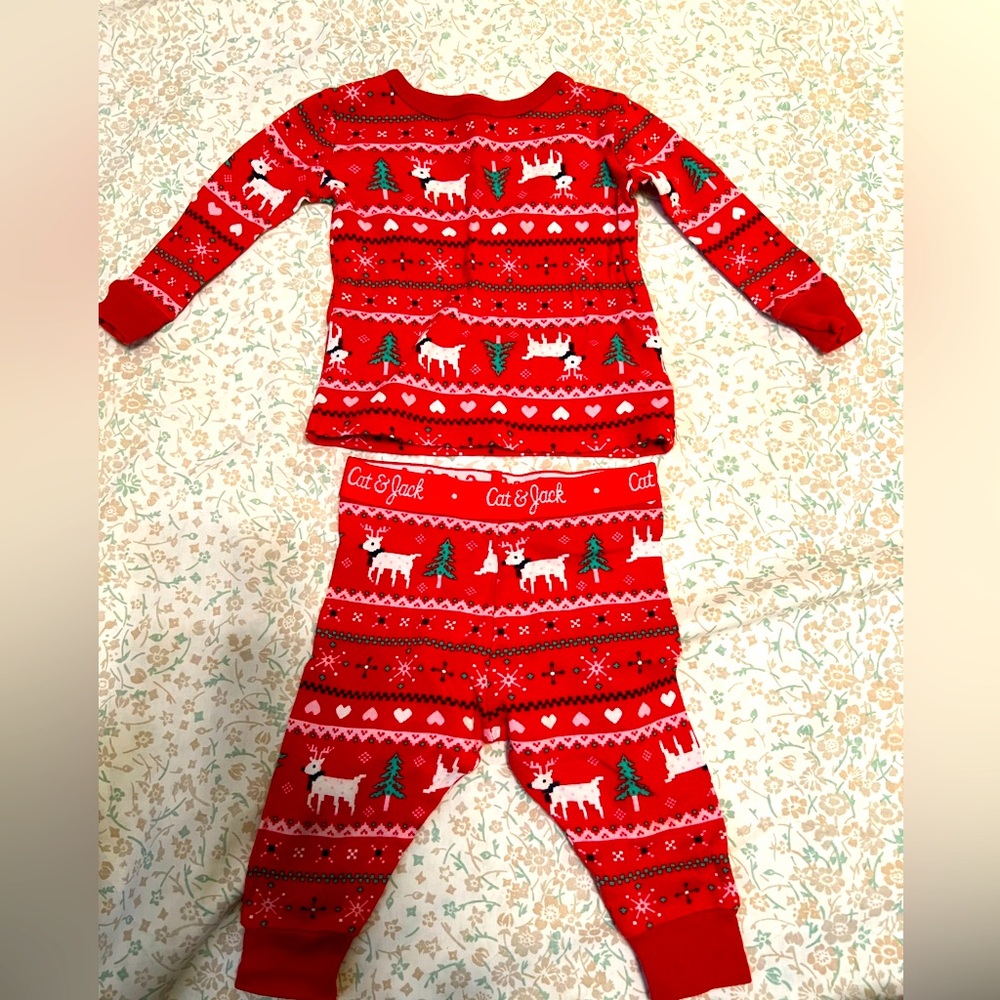 12 month. Cat and Jack Christmas pajamas. 2 piece. $5